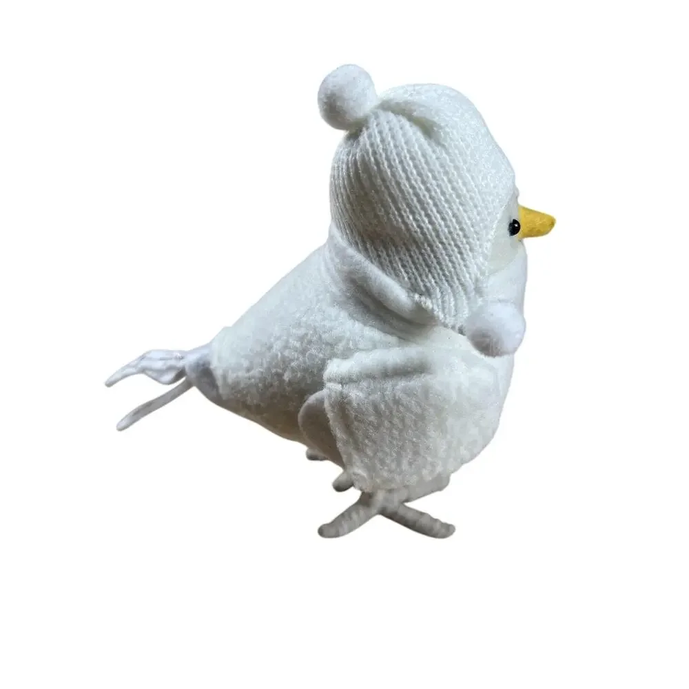 Brook White Felt Plush Bird Tabletop Decoration With Hat Scarf BROOK Tag